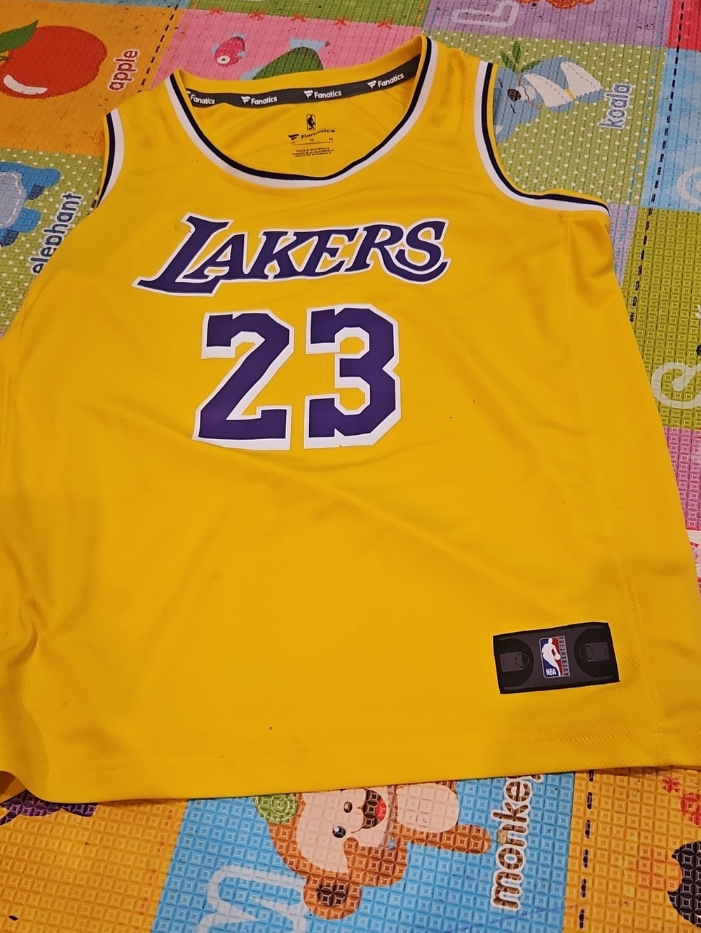 Kid Sz M,Fanatics Los Angeles Lakers Yellow and Purple #23 Basketball Jersey